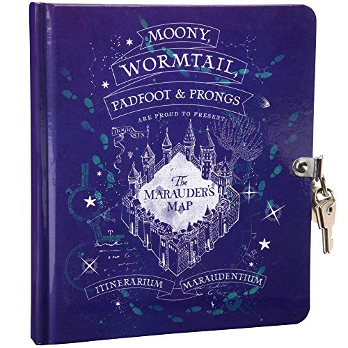 Harry Potter Marauder's Map Diary for Kids - Lock & Key Journal Notebook w/ 216 Lined Pages - Officially Licensed - Book & Movie Gift for Girls, Boys, Teens - 6+