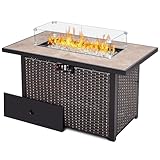Nuu Garden 43' Propane Fire Pit Table, CSA Certified 50,000...
