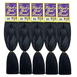 BNG Braiding Hair, 25' Jumbo Synthetic Crochet Braids 100% Kanekalon Hair Extensions, Pack of 5 Weave Bundles Human Hair, Professional ltch Free Hot Water Setting Twist Hair(Color #1B)