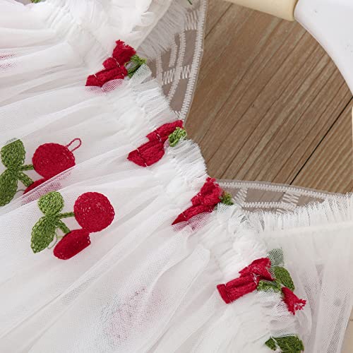 Toddler Girls Fly Sleeve Butterfly Cherry Embroidery Tulle Dress Dance Party Princess Flower Girl Dress for 12 Months4