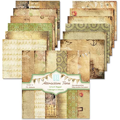 Papier pour scrapbooking vintage 30x30 cm bloc de 24 feuilles pour carterie