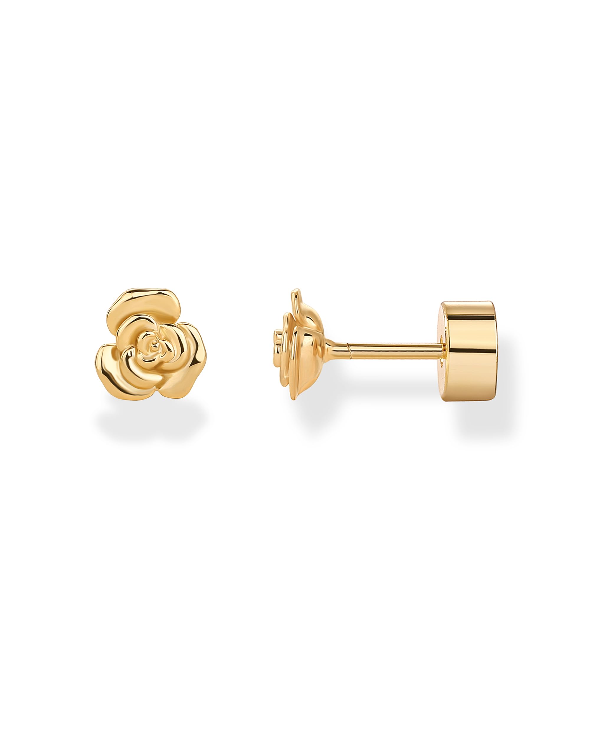 PAVOI 14K Gold Plated Dainty Flat Back Earrings for Women, Piercing Studs
