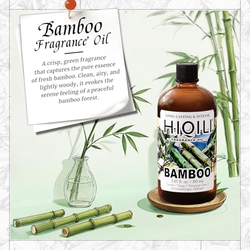 Image of HIQILI Bamboo Fragrance Oil for Candle & Soap Making - 5.07 Fl Oz | Suitable for Essential Oils Diffuser, DIY Room Air Fresheners, Long-Lasting New Car Scent, Graduated Dropper Included