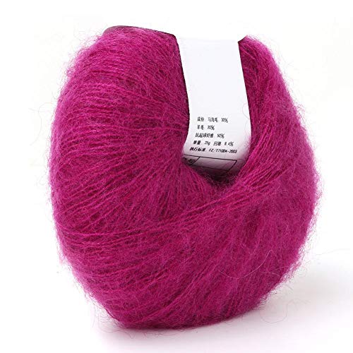 Soft Mohair Cashmere Wool Knitting Yarn Lightweight Hand Knitwear Yarn DIY Shawl Scarf Crochet Thread with A Crochet for Sewing Accessories(Deep Rose) - Image 2