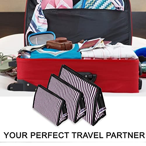 Image of SNDIA 3 Pc Cosmetic Bag Set, Shaving Kit Bag for Men, Toiletry Travel Bag, Makeup Organizer, Cosmetic Bag for Girls Zippered Pouch Set (Purple & Black, 24.5x10.5x15 cm)