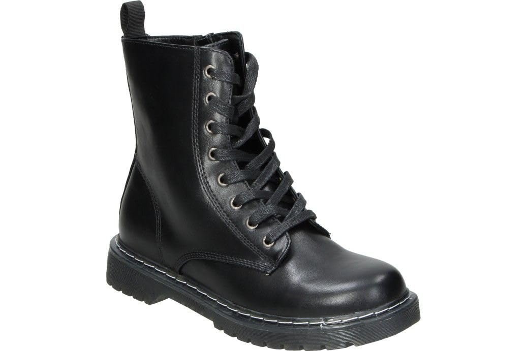 Skydiva | Botines Militares Cap para Mujer – Botines Planos– Botín Casual con Cordones y Cremallera – Estilosos – Cómodos y Combinables – Versátiles – Moda