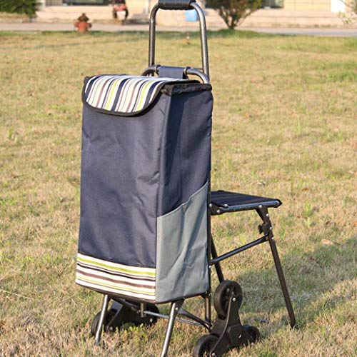 Faltbarer Einkaufswagen mit Hockersitz – kompakter Zugwagen für Treppen & Lebensmittel, vielseitiger Trolley für einfachen Transport, geringes Gewicht und Design – Bild 4