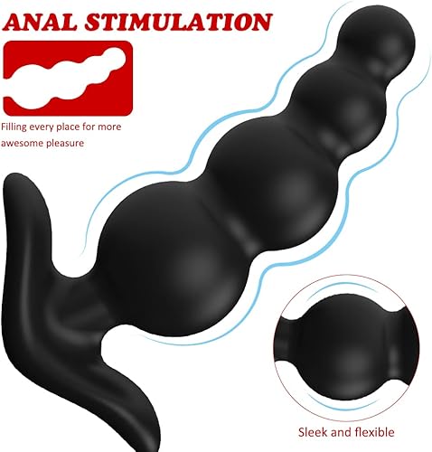 Miniatura 2 de Tapones anales de silicona con cuentas anales, entrenador anal con 3 tamaños diferentes, juegos de entrenamiento anal para usuarios avanzados,
