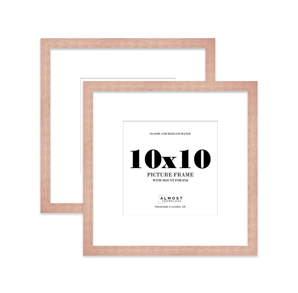 10x10 Bronze Picture Frame with Mount for 8x8 Photos, Prints - Modern Square Wall Frame, Set of 2