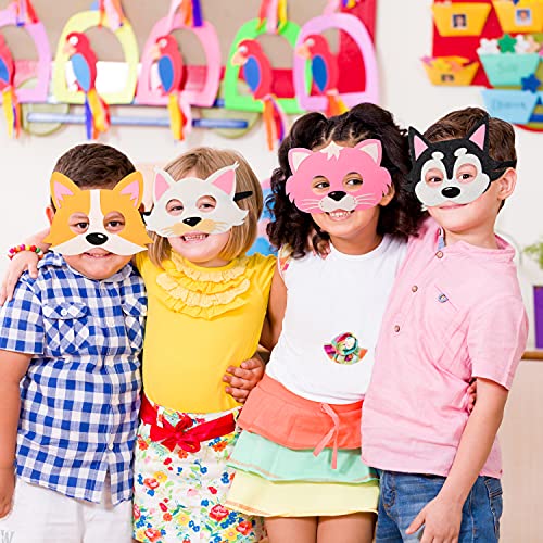 12er Katzen und Hunde Filz Spielzeug Masken für Kindergeburtstags Party Cosplay Kostüm Masken, Partyzubehör für Dekorationen, Rollenspiel Zubehör, Rollenspiel Requisiten Dekorationen