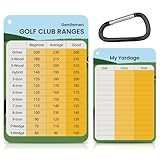Epinovo 2 Pcs Golf Club Distance Card, Waterproof Golf Club Range Chart & Yardage Guide, Quick Reference Golf Accessory with Clip for Beginners & Golfers