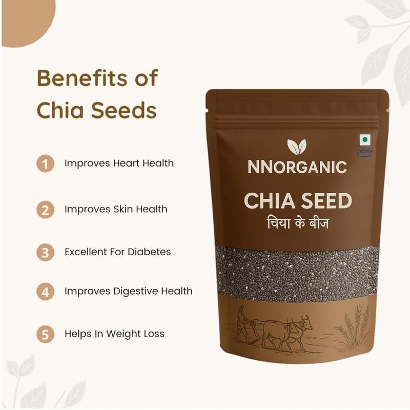 Image of Chia Seeds - Seeds for Weight Management | Rich in Calcium, Protein & Fibre | Beat the Heat | 100% Clean ChiaSeeds for Eating | Antioxidant Rich Seed | NNorganic