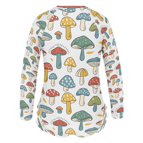 Colorful Mushroom 1 Girls Long Sleeve Swimsuits One Piece Zipper Bathing Suit UPF 50+ Rashguard Swimwear3