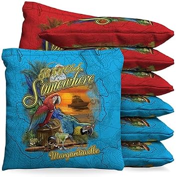 Margaritaville 5 OClock Somewhere Sunset 1 LB Cornhole Bean Bag Toss Bags Set Set of 8 1 LB Regulation Cornhole Bag Weight