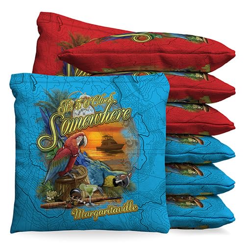 Margaritaville 5 O'Clock Somewhere Sunset 1 LB Cornhole Bean Bag Toss Bags Set (Set of 8) (9.5oz Baggo 2x3 Board Weight)