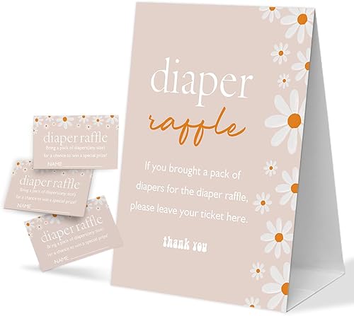 Rifa de pañales para baby shower, 1 letrero y 50 boletos para rifa, decoraciones de baby shower, juegos de revelación de género, recuerdo de fiesta