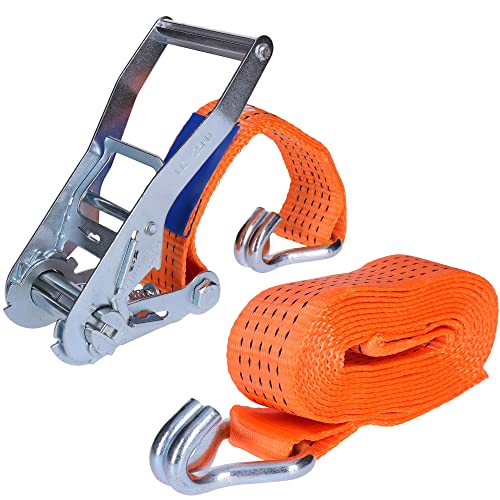 Spanngurt, Ratschengurt, Zurrgurt, Spanngurt mit Ratsche | 2-teilig, Doppel Spitzhaken | DIN EN12192-2, GS geprüft (6 Meter, 5 Tonnen)