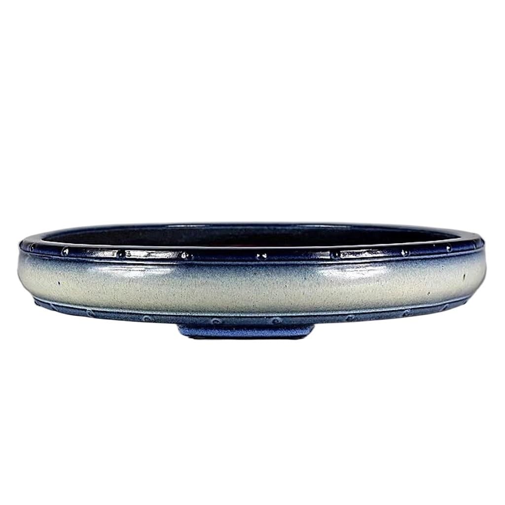 GELASIGE Flower Pots Purple Clay Flowerpot Color Glaze Bonsai Pot Handmade Antique Blue Glaze Round Basin Outdoor Flower Pots