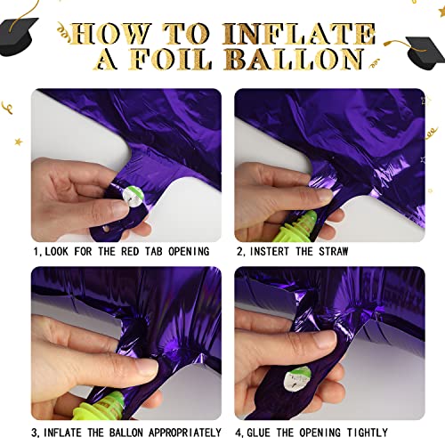 2023 Graduation Decorations Purple Gold Balloon Kit- 40" Gold 2023 Balloons Star Foil Balloons Paper Pompom Hanging Swirl Balloons For Class Of 2023 Party Decorations College Graduation Party Supplies #TOP4