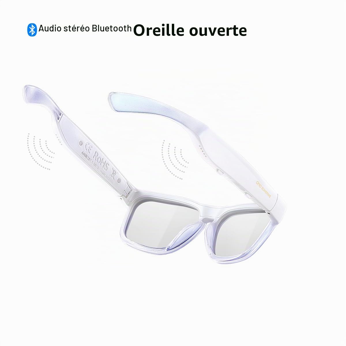 OhO sunshine Bluetooth Audio Sunglasses, Lightweight Open Ear Sport Glasses, 10H Playtime, UV400 ANSI Z87.1, Water Resistant with Voice Control