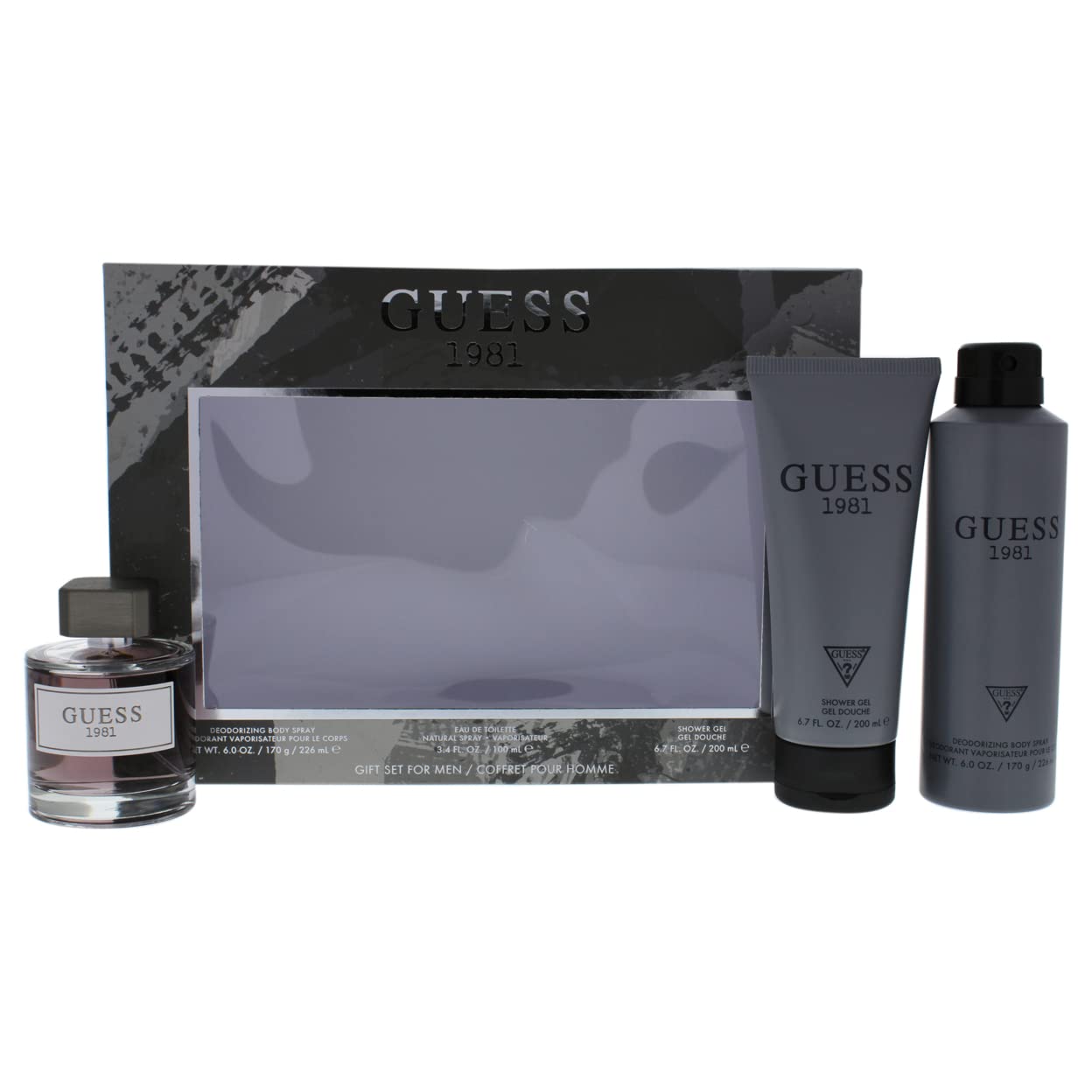 Guess 1981 3 Pc Gift Set 3.4oz EDT Spray, 6oz Deodorant Body Spray, 6.7oz Shower Gel GIFTSET