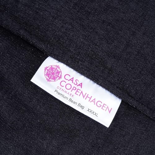 Image of Casa Copenhagen Premium Designer Fabric Bean Bag Chair, Filled with Beans | Capacity: Upto 7 Ft Height, 200 KG Weight | 4XL | Black Ozone