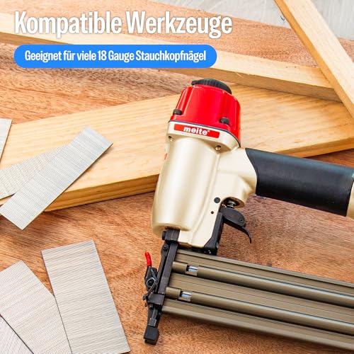 meite F50 Stauchkopfnägel Typ 18G / 50 mm, 18 Gauge verzinkte kleine Finishing Nägel für Nagelpistole (5.000 Stück)