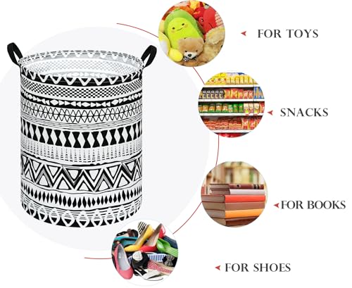 Image of Round Laundry Hamper Storage Basket Fabric Material Storage Hamper Organization Basket, Storage Bin, Gift Box with Handles for Room