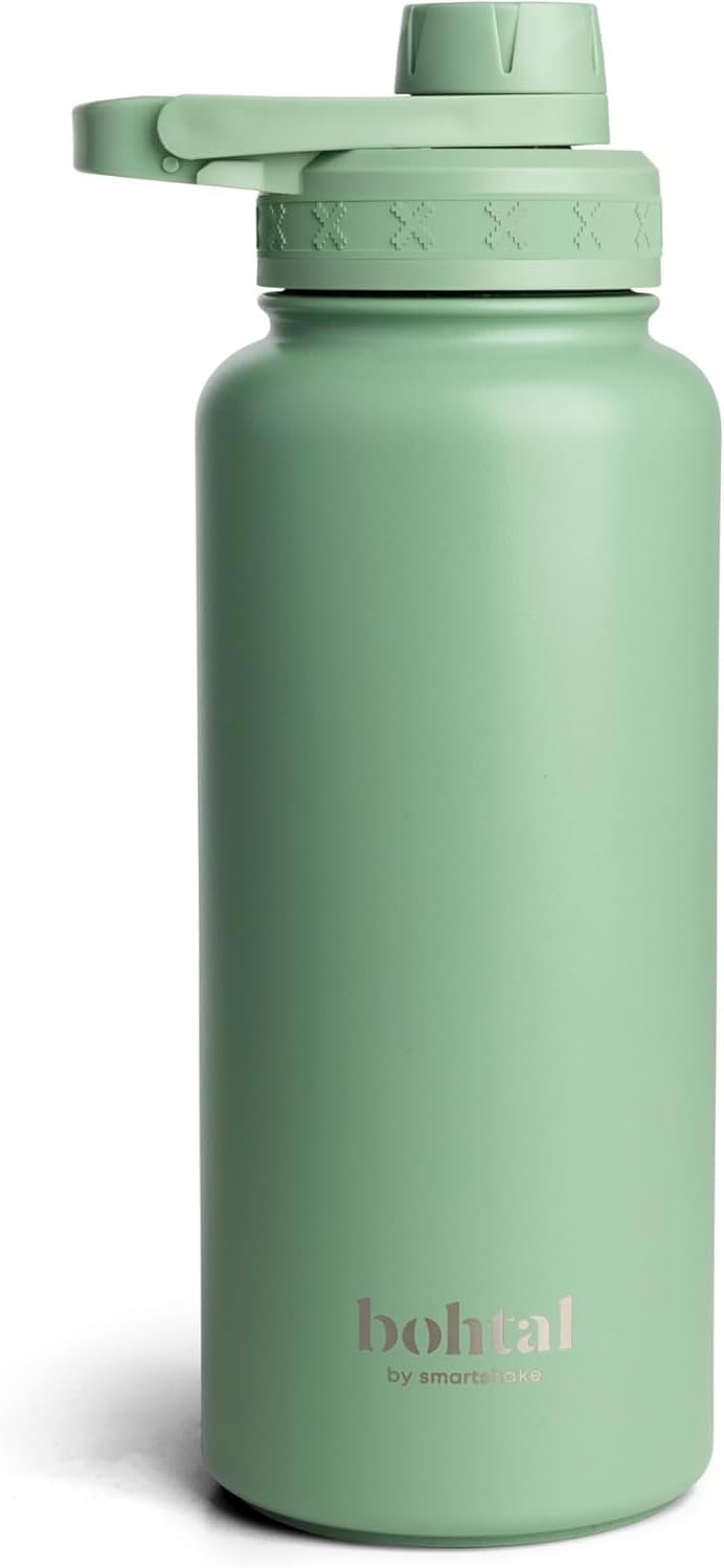 Smartshake Bohtal Botella de agua aislada de 32.5 fl oz32 onzas, botella de agua de acero inoxidable duradera, botella de agua a prueba de fugas,