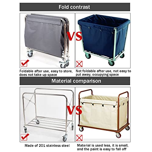 Carrito de lavandería de acero inoxidable resistente para uso comercial 5