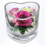 Fiora Flower | Long Lasting Roses in Sealed Glass Vase | Preserved Fresh Cut Rose | Unique Present Gift (Small Heart)