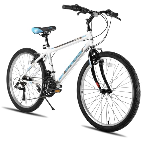 HH HILAND 24 26 Inch Adult Hybrid Bike, 21 Speed Commuter Bicycle, MTB for Women and Men with High-Carbon Steel Lightweight Frame Urban Bike