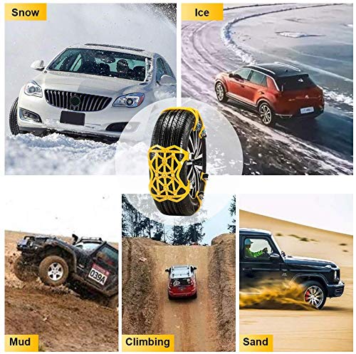Qoosea Snow Chains 7 Pack Universal Car Anti-Skid Emergency Adjustable Tire Chains for Cars SUV Truck Driving on Snow and Ice Road, Sand and Mud Road, Uphill Road, Fit Tire Width from 165mm-265mm