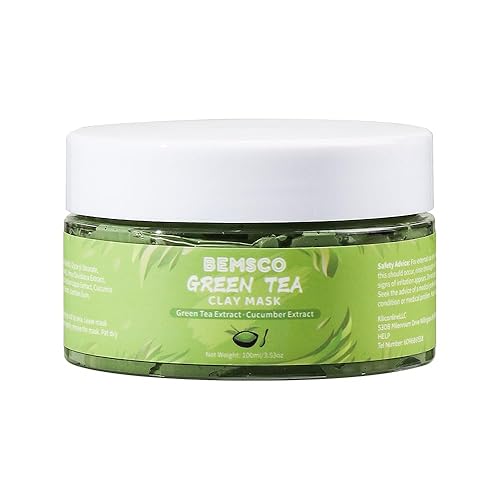 BEMSCO Mascarilla de arcilla de té verde cuidado de la piel facial para mujeres y hombres removedor de puntos negros limpiador de poros limpieza