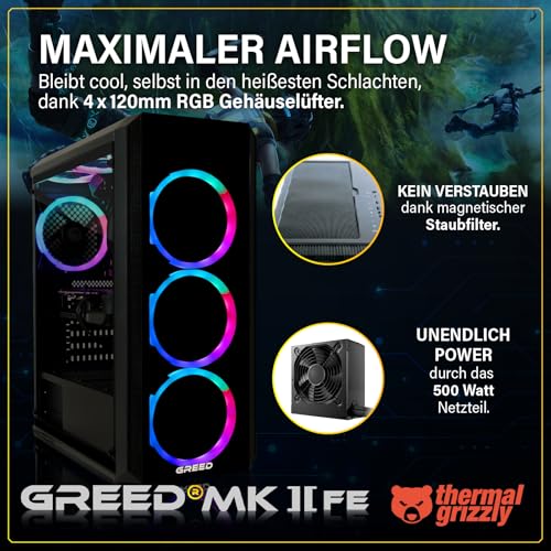 Greed-MK2-FE-Gaming-PC--Intel-Core-i5-12400F-RTX-5050-Schneller-RGB-Computer-4K-Raytracing-Rechner-mit-44-GHZ-16GB-DDR4-RAM-512GB-SSD-500W-Netzteil-WLAN-Windows-11-Pro - Sparfuchs24.io - Preisvergleich & Top Angebote Online