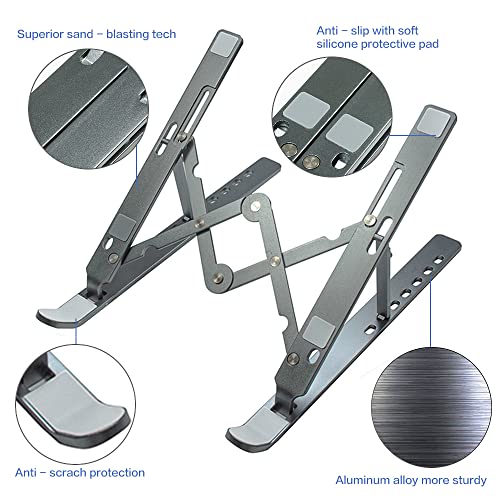 Yvnicll-Laptop-Stand-for-DeskAluminum-Laptop-Computer-Stand-Foldable-Adjustable-Portable-Desktop-Holder-Compatible-with-MacBook-Air-Pro-Dell-XPS-HP-Lenovo-More-10-156-LaptopsGray