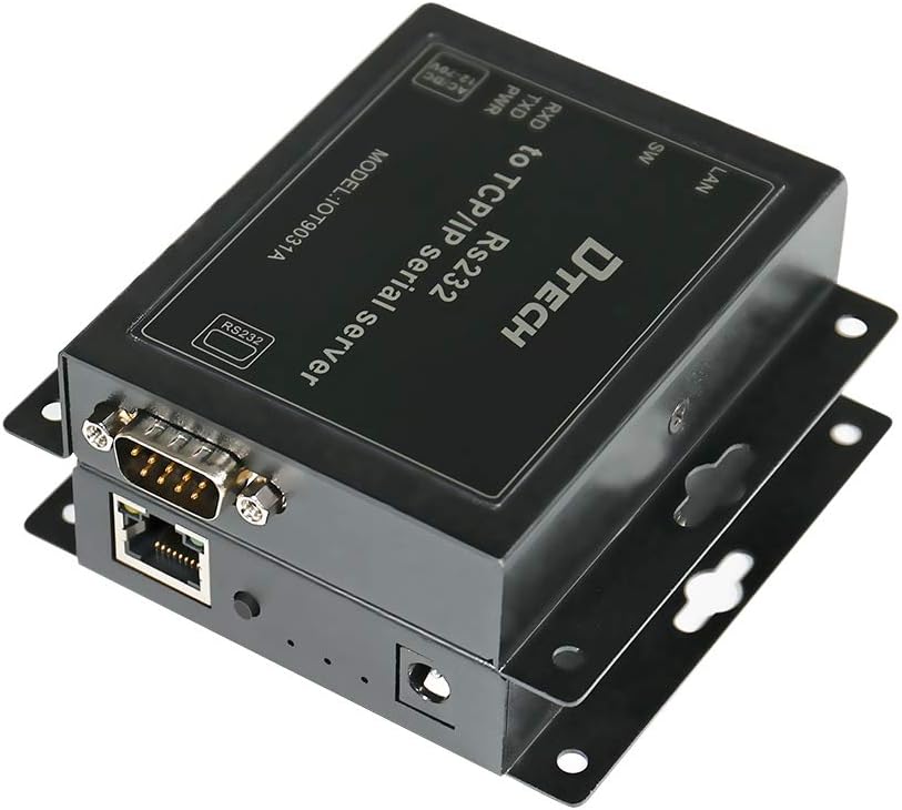 DTech 1 Port Serial to Ethernet Converter Adapter RS232 to TCP IP Device Server Supports DHCP DNS Modbus RTU/TCP 10/100M