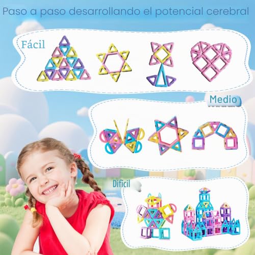 Miniatura 5 de Magblock 52 Piezas Magnéticas Bloques De Construcción, Stem Juguetes Educativos De Construcción Para Niños Regalo Para Niños Y Niñas De 3 Años En Adelante