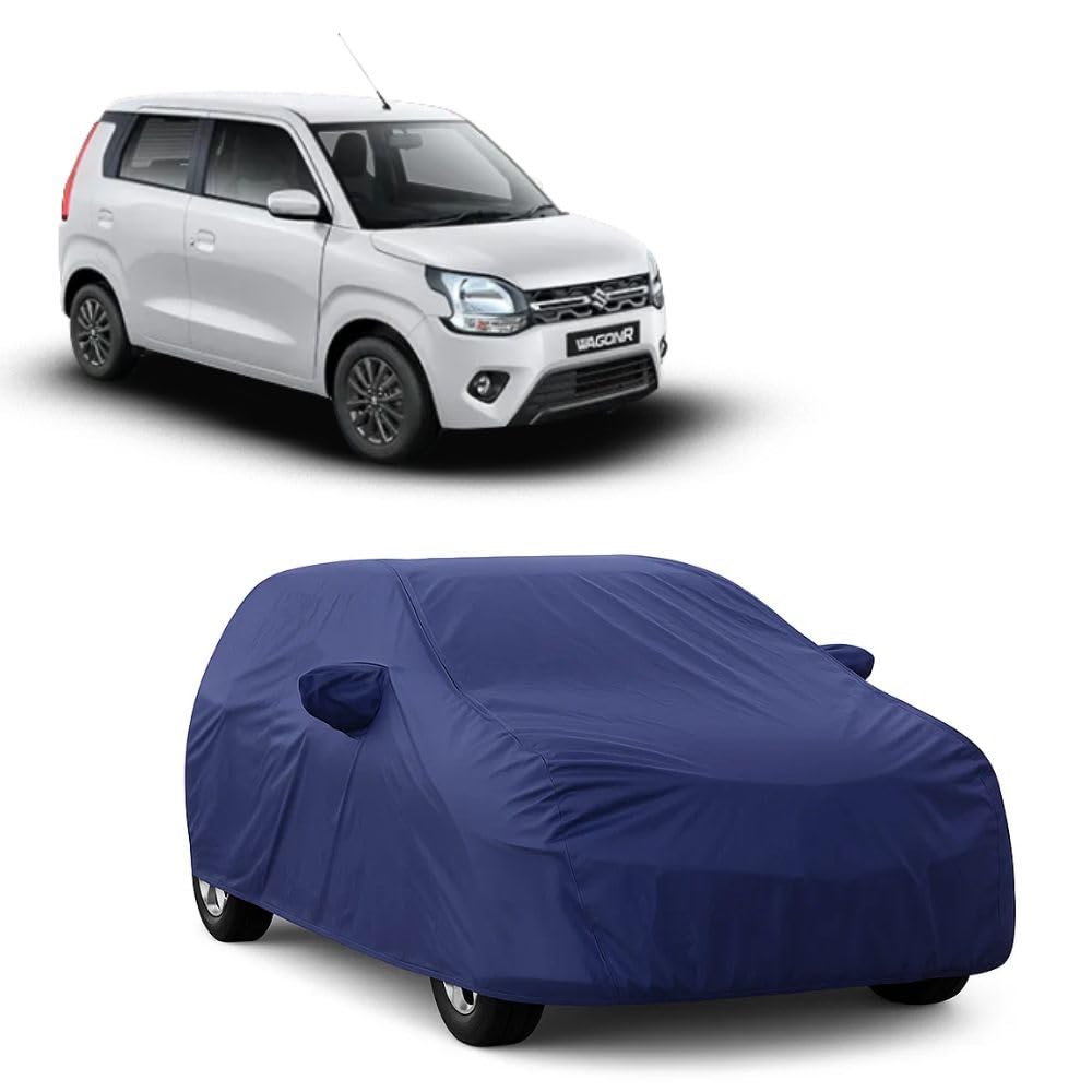 Car Body Cover Compatible with Maruti Suzuki Wagon R | Water, Dust & UV Protection | Mirror Pockets | Elastic Grip | Triple Stitch Wagon R Car Cover (Blue)