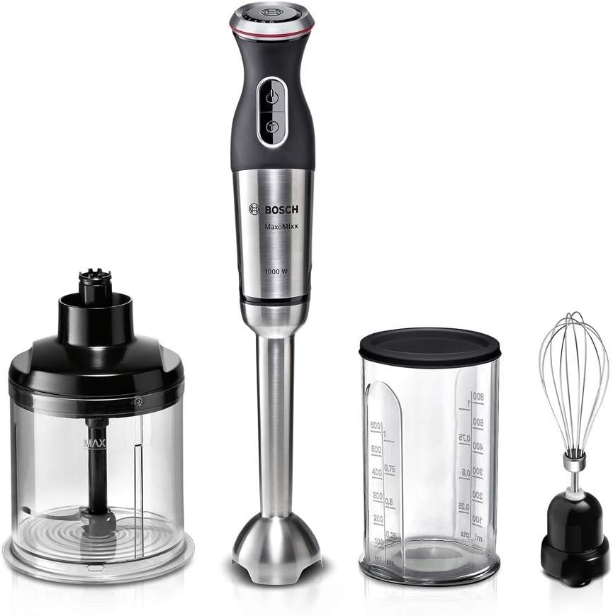 BATIDORA BOSCH MSM89160 - 1000W - SELECTOR VELOCIDAD 12 POSICIONES - PULSADOR TURBO - PIE DESMONTABLE - PICADOR XL - VARILLA BATIDORA - VASO MEZCLAS