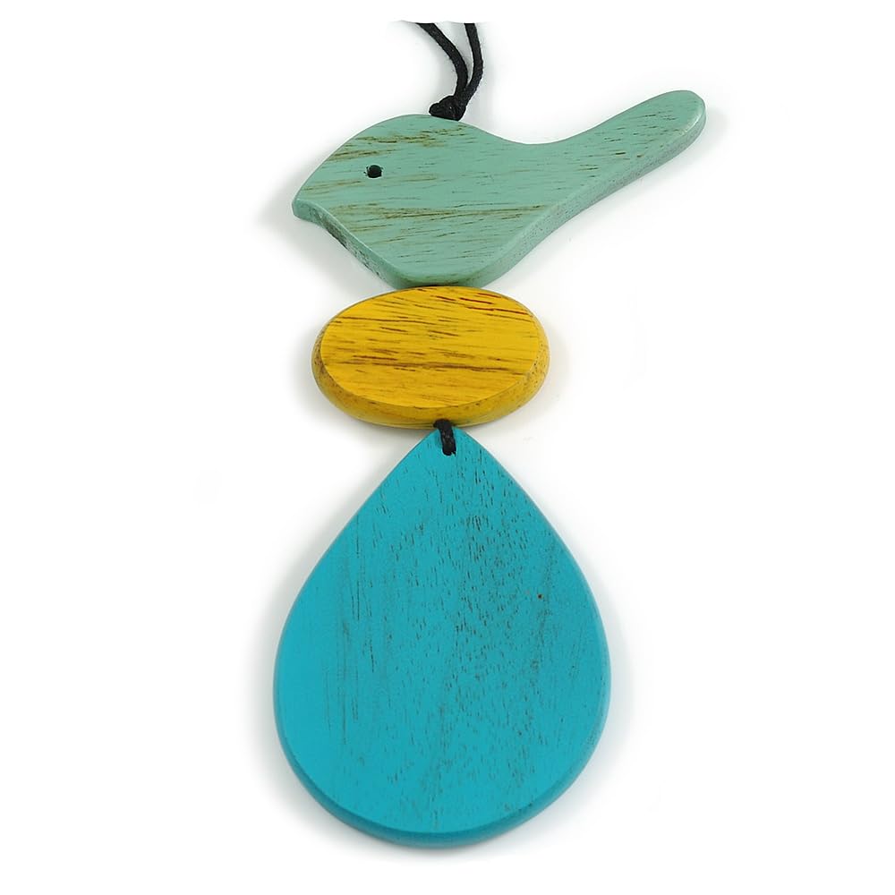 Pendentif oiseau en bois écologique ajustable pour peau sensible