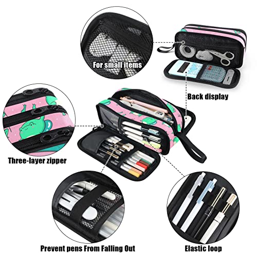 Image of Fustylead Kawaii Frogs Large Pencil Case Portable Stationery Bag Cosmetics Bag with Handle for School Office Travel