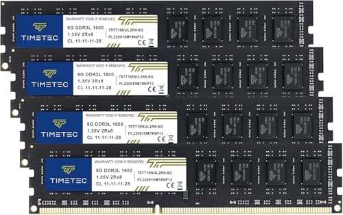 Timetec Kit premium de 32 GB (4 x 8 GB) DDR3L / DDR3 1600MHz (DDR...