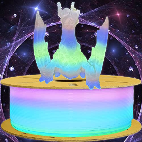 Image of BBLIFE Glow in the Dark Multicolor Rainbow PLA Filament, Fast Color Change, 1kg 1.75mm 3D Printing Material, Gradually Change Glow in Dark Color Around Every 5-10 Meters, Easy to Print