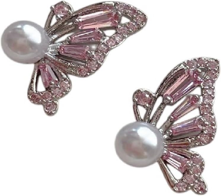 5Pcs New Nail Art Pink Stone Series Luxurious Rose Butterfly Heart Jewelry Bow And Diamond Decoration