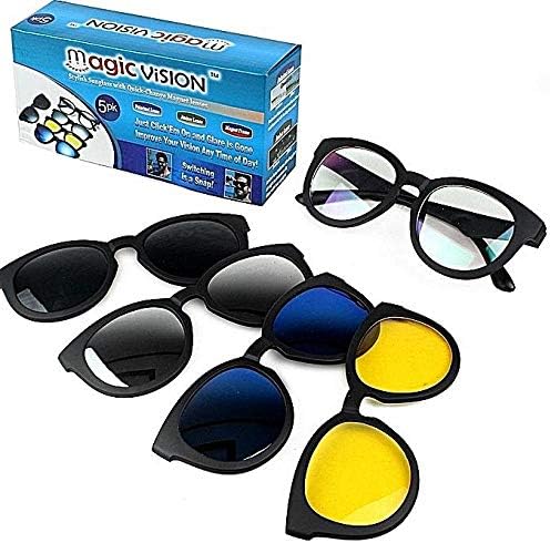 CPEX Magic Vision Glasses Quick Change Lenses Magnet Sunglasses – Stylish Goggles 5 In 1 HD Polarised UV protected Sunglasses Plus Frame(Multicolor)