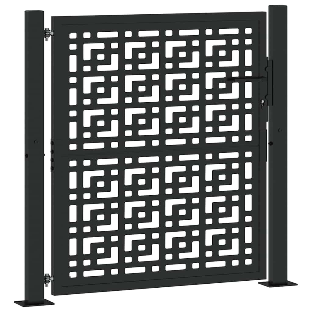 vidaXL Cancello Giardino Nero 100x100 cm in Acciaio Design a Croce, cancello della Recinzione, cancello Esterno, cancello del Metallo