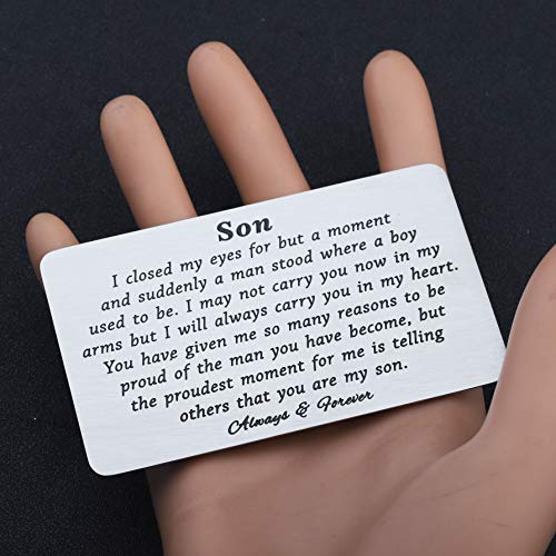 PLITI To My Son Wallet Card Proud of You Gifts I Closed My Eyes for A Moment Engraved Wallet Card for Son (closed eye son)4