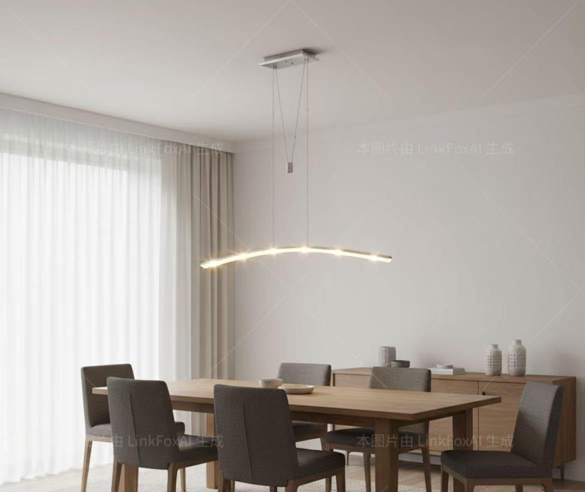 LED Pendant Light Fixture Hanging Lamp Chandelier Lights 27W 3000K Warm Light Lamps for Living Dining Room Kitchen Island Bedroom, Brushed Aluminum