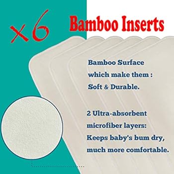 Anmababy Cloth Diapers 6 Pack Adjustable Waterproof Washable Pocket Cloth Diaper Cover With 6 Bamboo Inserts And 1 Dry Wet Bag For Baby Girls Girl Buy Online At Best Price In Uae Amazon Ae